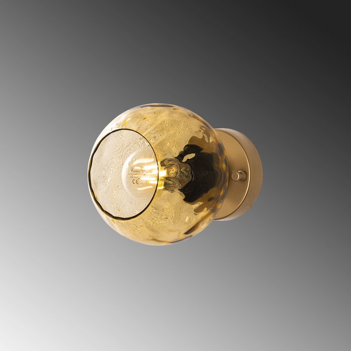 Opviq Benek - 15 - 14404 Lámpara de Pared de Metal y Vidrio Amarillo y Dorado